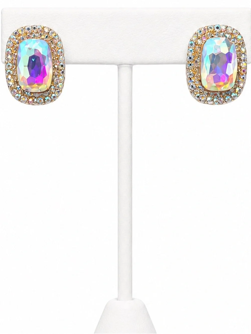 Iridescent crystal stud earrings